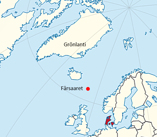 Tanskalle kuuluvat Grönlanti ja Fär-saaret. Karttapohja: commons.wikimedia.org, SA 3.0