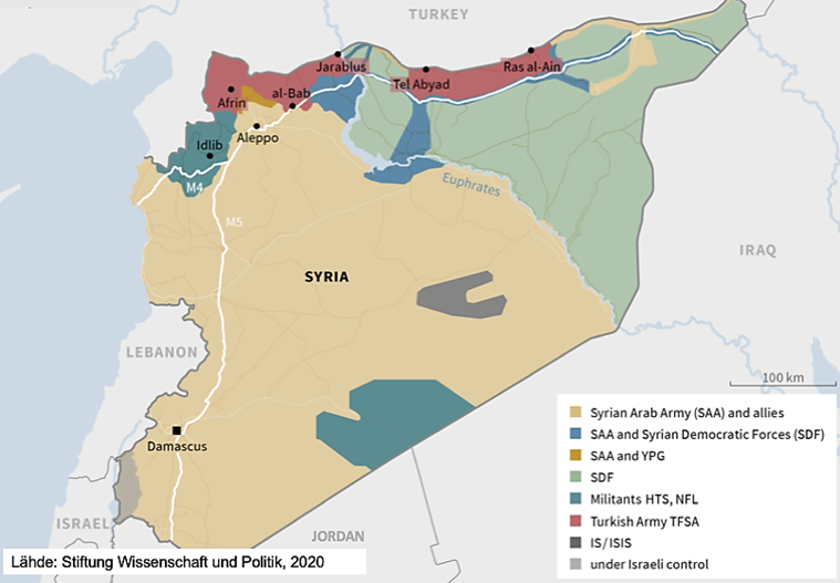 Turkin asevoimien miehittämät alueet Pohjois-Syyriassa